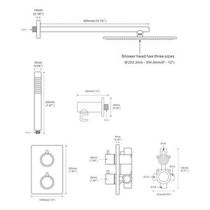 Bursh Gold Gold Termostatic Shower Set System de baño con lluvia Montaje de pared de la pared de la pared de lujo Toque con Brease Diverter