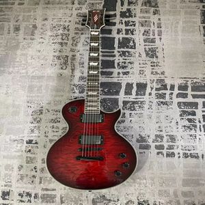 Burst red big flower guitarra eléctrica diapasón de madera de rosa guitarra eléctrica de seis cuerdas de alta calidad