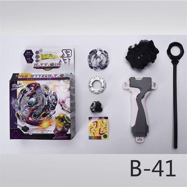 Burst Superking B-41 Spinning Top B41 Gyroscope Wild Wyvron / Wyvern avec w / Launcher Metal Fusion Toy Gyro Enfants Cadeaux d'anniversaire X0528