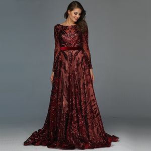 Bury Glitter lovertjes avondjurken een lijn Arabische Dubai Marokkaanse Kaftan vrouwen formele feestjurken lange mouwen prom jurk special ocn