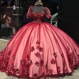 Robes de princesse enterre à manches courtes robe de bal à volants perlé quinceanera appliquée sweet masquerade robe