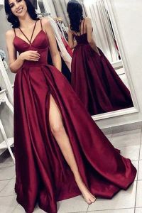 Robes de bal enterre Spaghetti Stracts avec poche sans manches côté latérale Satin Satin Plèmes de soirée Robe de soirée Formal Ocn Wear Vestidos Plus taille 403