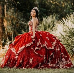 Bury Sequin 2024 Lace Applique Quinceanera -jurken Sweetheart Sweet 15 Pageant -jurken Plus Size Vestidos de XV Anos
