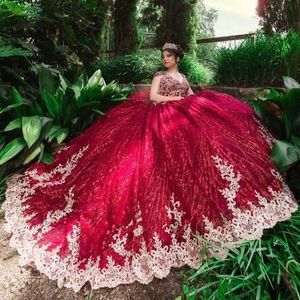 Bury brillante princesa quinceanera vestidos de cristal de lentejuelas apliques de cordero de cordero