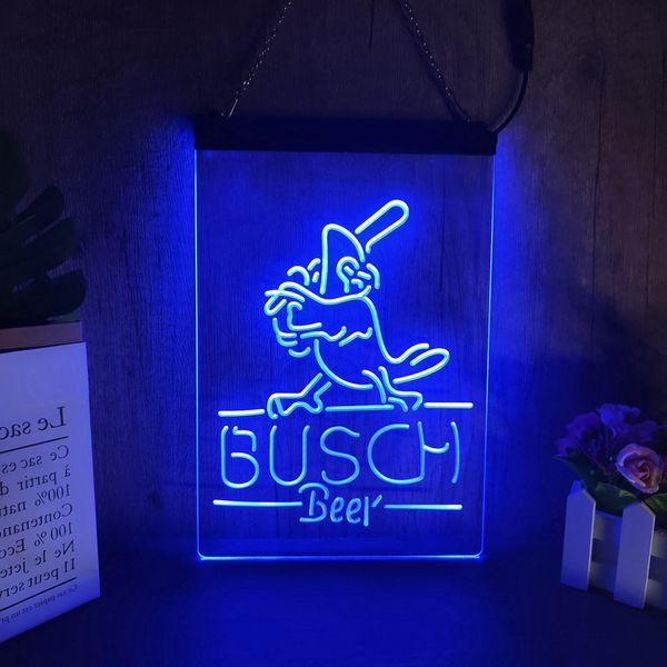 Busch bière Bar Pub paradis perroquet palmier LED enseignes au néon décor à la maison nouvel an mur mariage chambre 3D veilleuse