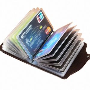 Porte-carte Busin Antift ID Credit Card Carte Fi Women's 24 Cartes Slim Pu Leather Pocket Coin Coin Purse Purse D3XU # #