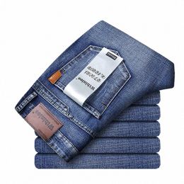 Busin Heren Jeans Casual Straight Stretch Fi Klassiek Blauw Werk Denim Broek Mannelijke WTHINLEE Merk Kleding Maat 28-40 V3xb #