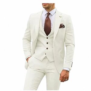 Busin Costumes pour hommes pour mariage Tuxedos de marié simple boutonnage revers sur mesure Blazer gilet pantalon ensemble 3 pièces pour homme 55FV #