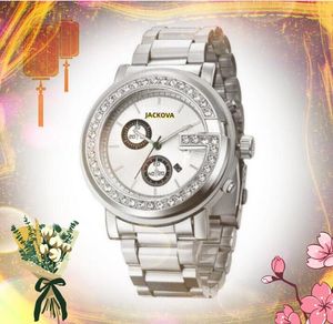 Busines Casual Femmes Hommes Grand Cadran Montre Auto Date Heure Table Tissu En Acier Inoxydable Bande Quartz Horloge Ciel Diamants Bague Affaires Cool Montre-Bracelet montre de luxe cadeaux