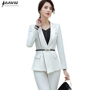 Busines broek pak mode formele lange mouwen slanke blazer en broek kantoor dames interview werkkleding 210604