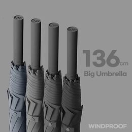 Business 136cm grand parapluie pour les hommes Hand Gatch Big Rain Umbrel à Windproof Strong 8K Automatic Outdoor Golf Umbrella Luxury 240422