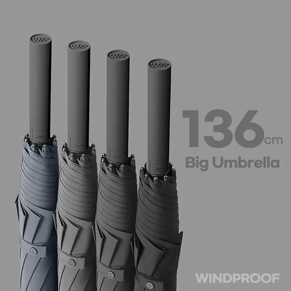 Business 136cm grand parapluie pour les hommes Hand Gatch Big Rain Umbrel à Windproof Strong 8K Automatic Outdoor Golf Umbrella Luxury 240422