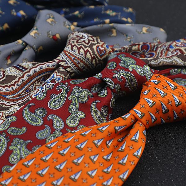 Business 9cm Imprimerie Mentise Polyester Silk Hand Coldie Floral Paisley Fit Men's Wedding Party Party Lieu Tie