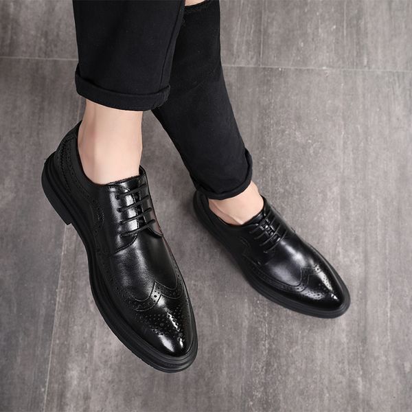 Asuntos comerciales Vestimenta correcta Tiempo libre Inglaterra Tela Locke Zapato masculino Tendencia Hombre negro Zapatos de cuero Taobao