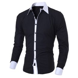 Affaires Noir Blanc Chemise Style Personnalité De La Mode Hommes Casual Slim Revers Casual Male Clothinglongsleeved Shirt Top Blouse 220704