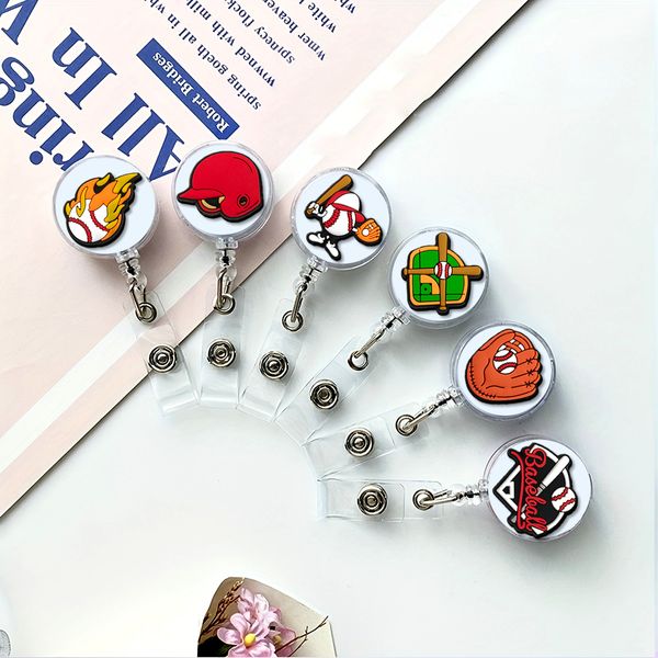 Fichiers de cartes de visite 6 pcs Cartoon Baseball Badge Titulaire Clip de travail Médecin Infirmière Id Nom Bedge Chest Tag Porte-clés pour le bureau quotidien Drop Otilz