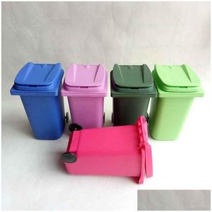 Archivos de tarjetas de visita Juguetes de boca grande Mini portalápices de basura Caja de lata de reciclaje Bolígrafo de mesa Cubo de almacenamiento de plástico Papelería Misceláneas o Dhnfg