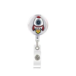 Visitekaartjesbestanden Leuke intrekbare badgehouder Reel - Clip-on naamplaatje met riemclip Id-rollen voor kantoorpersoneel Astronaut Artsen Otx6H