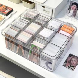 Fichiers de cartes de visite coréen acrylique transparent boîte de rangement boîte aveugle Kpop Pocard Po organisateur compartiment flip 230907