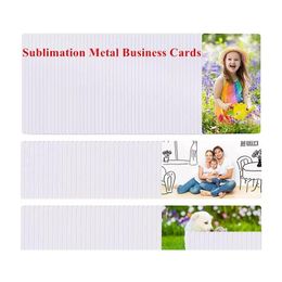 Fichiers de cartes de visite Sublimation Cartes métalliques Blancs en aluminium Nom 0,22 mm pour gravure personnalisée Impression couleur 100 pièces Bureau Commerce Drop Dh6St