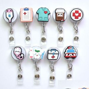 Business Card Files Wholesale 2022 Design 1 Pc High Quality Sile Retractable Hospital Nurse Badge Holder Reel Cute Cartoon Id Keycha Dhtdq