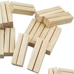 Visitekaartjesbestanden Groothandel visitekaartjesbestanden 20 stuks natuurlijk hout Naam Memo Clips Po Houder Klemstandaard Desktop Mes Organizer 23090 Dhzzb