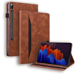 Funda de negocios para Samsung Galaxy Tab S7 S8 Plus 2022 12,4 pulgadas SM-X800 SM-X806 PU cuero suave TPU Flip Wallet Stand Cover