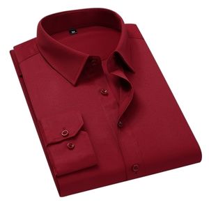 Camisa de vestir informal de negocios para hombre, camisas de manga larga de algodón, color blanco, negro, azul claro, corte regular, 220401