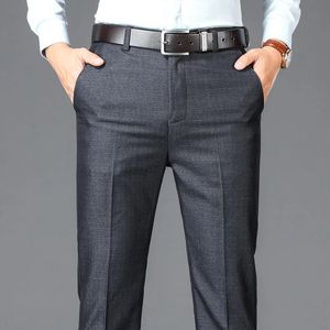 Pantalon de costume d'affaires décontracté pour hommes, couleur unie, taille haute, droit, bureau, formel, style classique, pantalon long, grande taille 240220