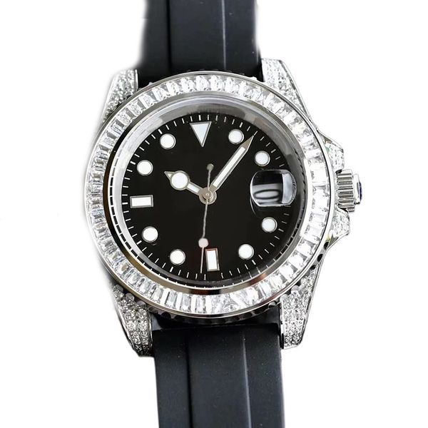 Reloj de diseñador de negocios para mujer, calendario, correa de caucho multicolor, reloj chapado en oro, resistente al agua, cristal de zafiro, reloj con hielo, envolvente adecuado sb068 C4