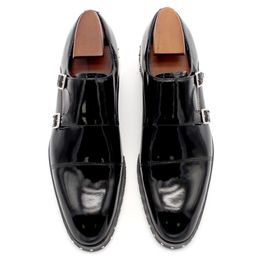 Zakelijke formele stijl punk klinknagels schoenen koe lederen heren handgemaakte Oxfords monnik riem flats 255