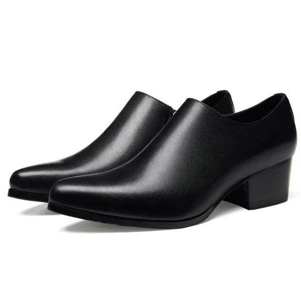 Business Handmade sur des mocassins Généralités en cuir Slip Casual Classic Classic High Heels Hobe Oxford Male Shoes Flats 240102 8