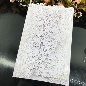 Tarjetas de invitación de boda cortadas con láser con sobre, hoja interior en blanco y cinta para boda, compromiso, fiesta de despedida de soltera, invitación 1222057