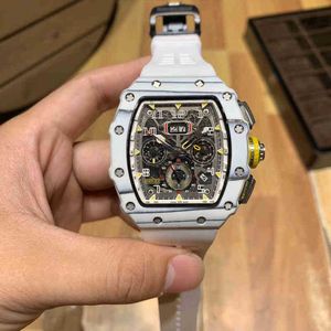 Zakelijk Vrije tijd Gepersonaliseerde witte heren multifunctionele automatische mechanische horlogeband Tide Sports uitgehold