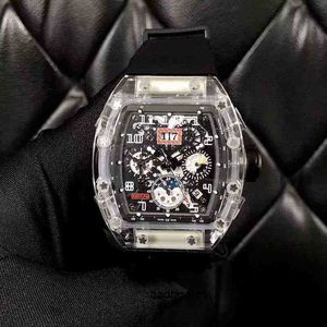 Ocio de negocios Richa Rm011 Reloj mecánico automático con cinta negra y cristal Tendencia para hombres