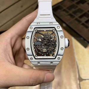 zakelijke vrijetijdsbesteding rm035 automatisch mechanisch horloge witte koolstofvezeltape trend heren