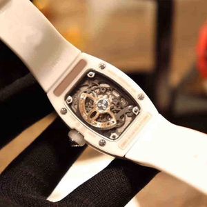 Zakelijk Vrije tijd Rm07-01 Automatische mechanische keramische behuizing Witte tape Horloge Dameshorloge O9ED