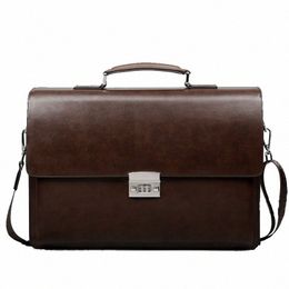 Business Man Bag Theftproof Lock PU Lederen Aktetas Voor Man Pure Bank Heren Aktetas Tas Jurk Handtas n51j #