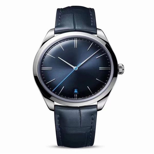 Relógio mecânico comercial com mostrador de diâmetro 39 5mm, calibre japonês 8215, pulseira de couro com enrolamento automático, relógio masculino de luxo 239l