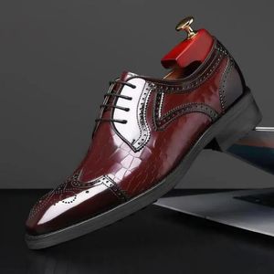 Hommes d'affaires Oxford chaussures de mariage Style britannique véritable pour noir Claret-rouge hommes chaussure en cuir bureau hommes robe chaussure