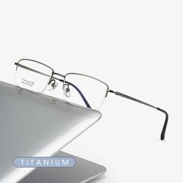 ZAKELIJKE MANNEN ULTRALIGHT PURE Glazen frame voor bijziendheid lezen Recept bril Bril Half Rim Eyewear 240410