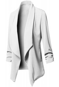 Business Office Women Blazer Couleur solide à manches longues Blazer Blazer Veste de combinaison courte avant pour femmes 039 Coat5707305