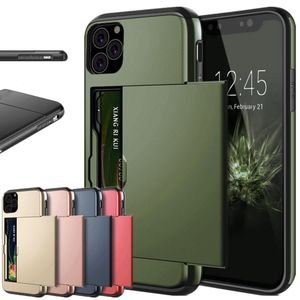 Funda de teléfono de negocios con armadura deslizante, funda con ranura para tarjeta para Iphone 11 Pro MAX 8 7 6 6s Plus XS MAX XR 10X, funda ajustada