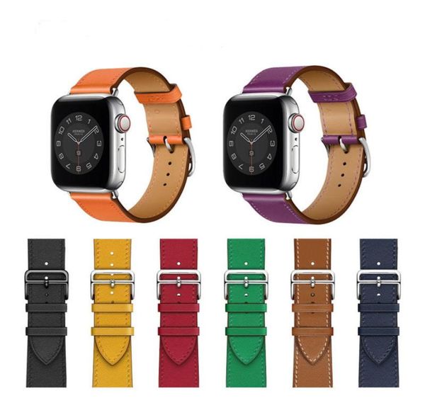 Bouteau de courroie de boucle en cuir réel Business pour Apple Watch 6 SE 5 4 42mm 38 mm 44 mm 40 mm STRAP sur Smart Iwatch 3 2 1 Watchband1805994