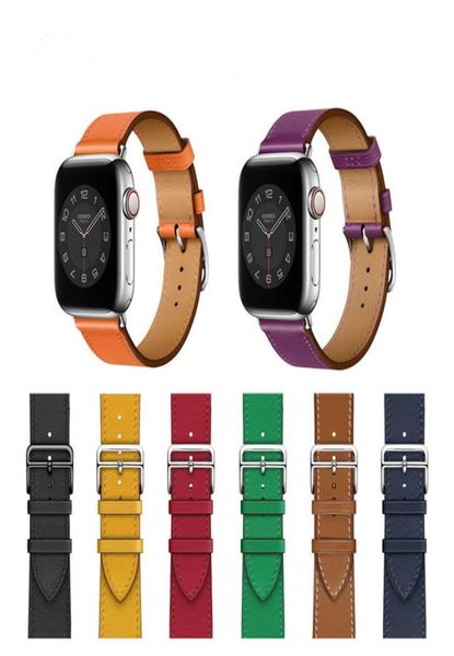 Bouteau de courroie de bracelet en cuir réel pour la montre Apple Watch 6 SE 5 4 42mm 38 mm 44 mm 40 mm STRAP sur Smart Iwatch 3 2 1 Watchband3857876