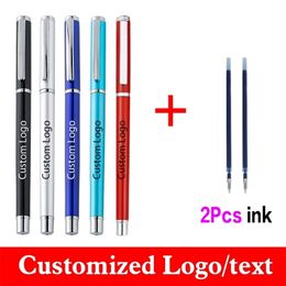 Business Signature Pen 3PCSSet Custom Get 2 Ink Advertising Metal Ballpoint Gel Pen Student Prize briefpapier Groothandel 220712