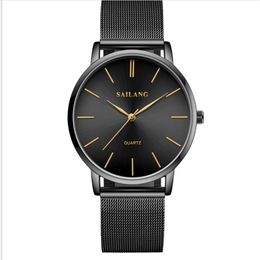 Montre à quartz de sport d'affaires pour hommes, étoiles étoilées, bracelet en acier inoxydable, cadran classique, résistant aux rayures, cristal minéral, 326I