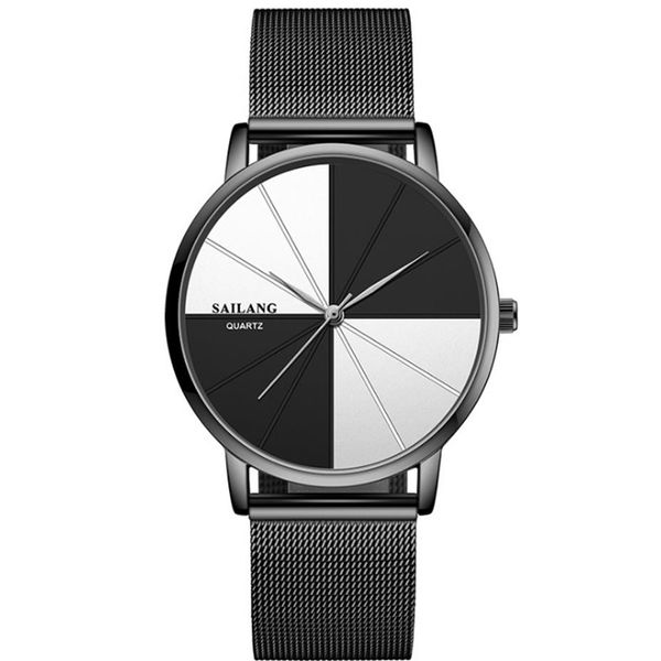 Montre à quartz de sport d'affaires pour hommes, étoiles étoilées, maille brillante, bracelet en acier inoxydable, cadran classique, cristal minéral résistant aux rayures 240t