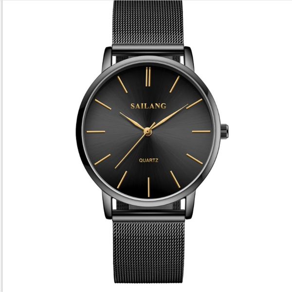 Montre à quartz pour hommes de sport d'affaires avec étoiles étoilées, bracelet en acier inoxydable, cadran classique, résistant aux rayures, cristal minéral, 244N