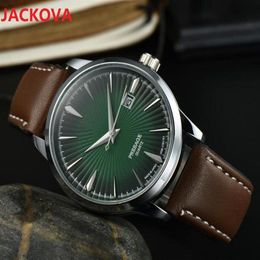 Tendencia de negocios relojes de cuero de vaca de alta gama Hombres Cronógrafo serie de colores cóctel acero inoxidable completo Reloj de primeras marcas europeas 277U